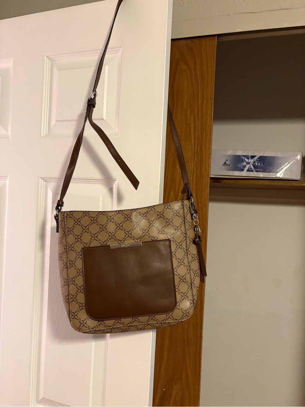 Nine West Tan Brown Patterned Crossbody Bag